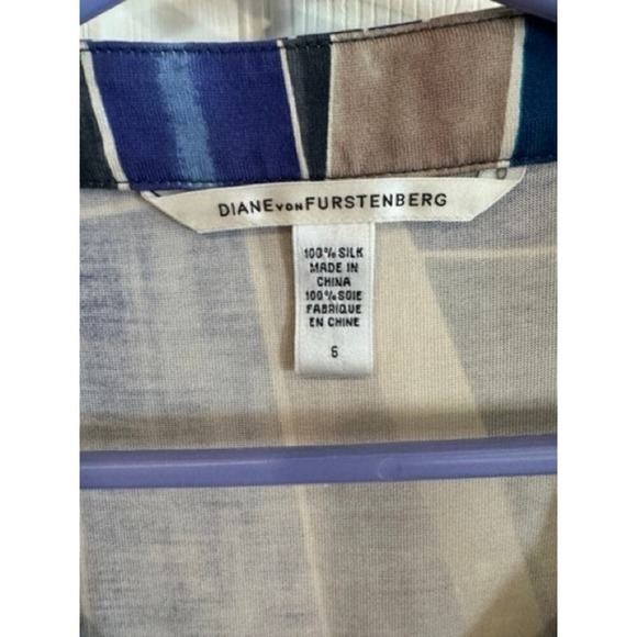 Vintage Diane Von Fustenberg Abstract Print Dress Geometric Boat Neck 3/4 Sleeve - Picture 5 of 5